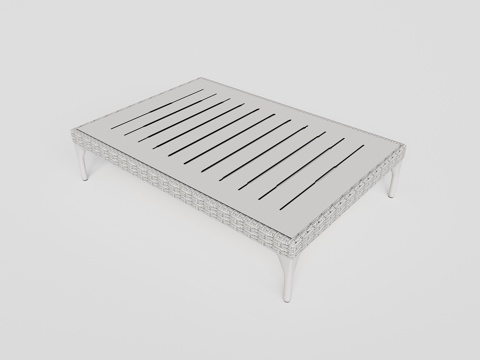 DEDON - 现代户外茶几 长形茶几 藤编茶几su模型