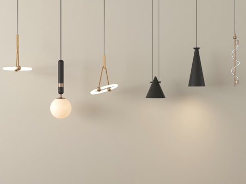 现代简约吊灯 金属吊灯 小吊灯su模型