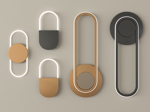 现代壁灯组合 金属壁灯su模型