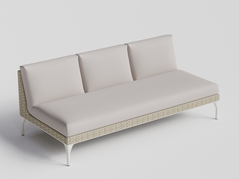 DEDON - 现代户外沙发 三人 无扶手 藤编沙发su模型