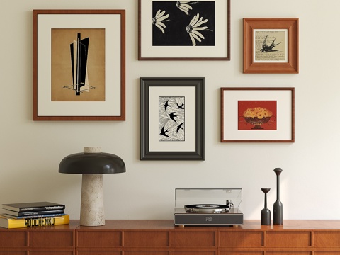 中古抽象挂画组合su模型