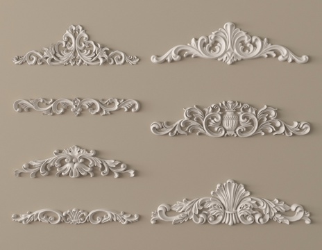 法式雕花 石膏雕花 角花 石膏构件su模型