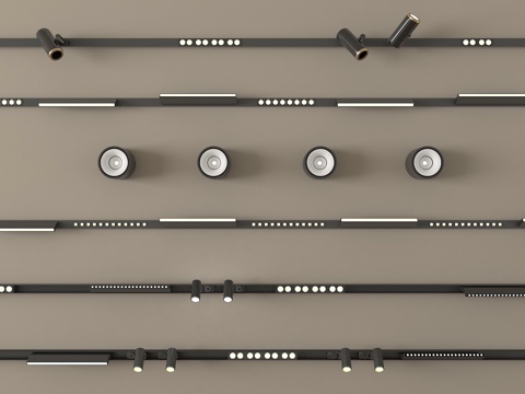 现代筒灯射灯 轨道射灯 线形射灯su模型