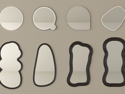 现代镜子 穿衣镜 异形镜子 浴室镜 落地镜 全身镜su模型