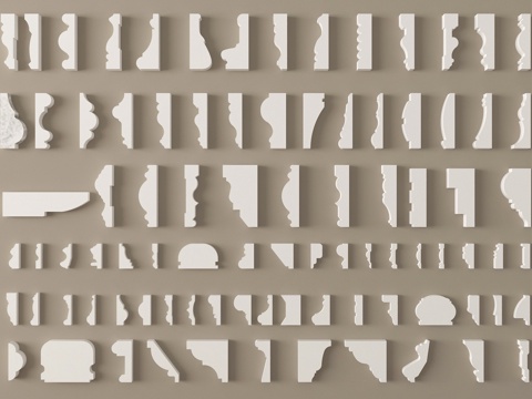 法式线条石膏线 天花角线檐口线 顶角阴角线踢脚线su模型