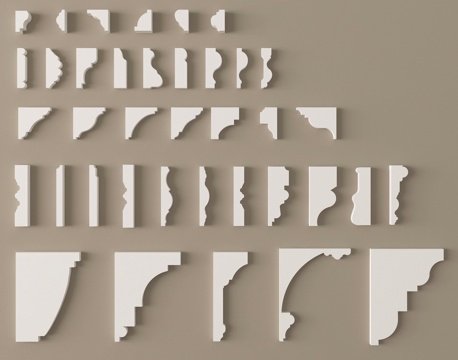 法式线条石膏线 天花角线檐口线 顶角阴角线踢脚线su模型