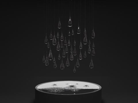 水滴雕塑 雕塑装置 水花 不锈钢水滴 室内雕塑装饰 水滴摆件su模型