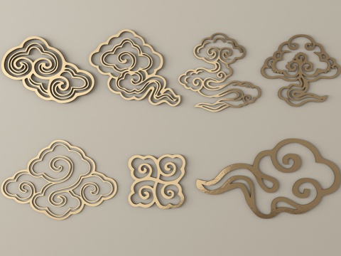 新中式雕花 金属雕花 仿古雕花su模型