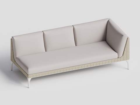 DEDON - 现代户外沙发 三人 无扶手 藤编沙发su模型