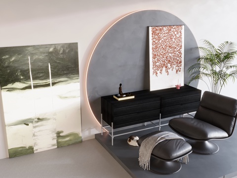 现代极简画 侘寂风油画 书房挂画 办公室挂画 办公室墙饰 新su模型