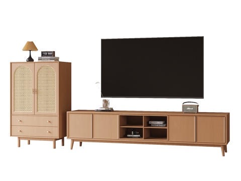 现代电视柜 装饰柜 边柜su模型