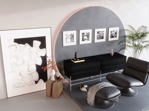 现代极简画 侘寂风油画 书房挂画 办公室挂画 办公室墙饰 新su模型