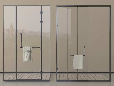 现代淋浴间 淋浴房 淋浴隔断 卫浴小件su模型