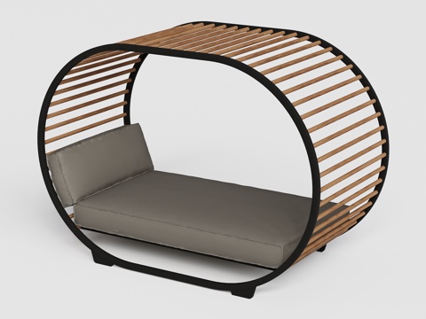 gloster 户外椅 双人金属 柚木躺椅su模型