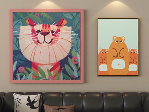 现代挂画 装饰画 卡通儿童挂画su模型su模型