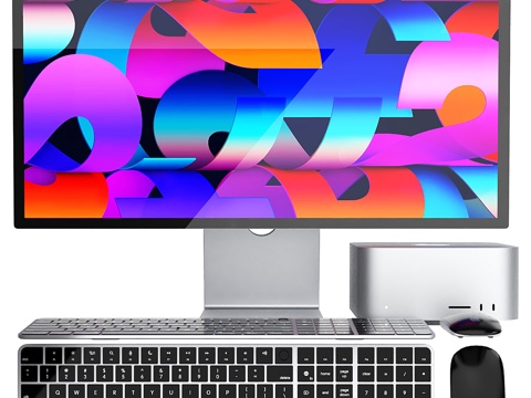  带显示屏的 Apple Mac Studio PC 套装3d模型3d模型 