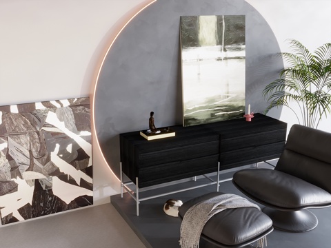 现代极简画 侘寂风油画 书房挂画 办公室挂画 办公室墙饰 新su模型