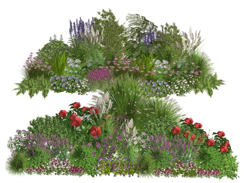 现代庭院植物堆景观组合su模型