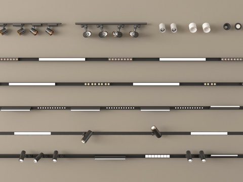 现代筒灯射灯 轨道射灯 线形射灯su模型