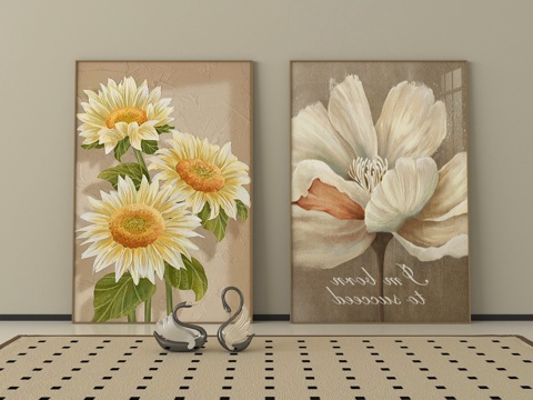 现代装饰挂画 油画su模型