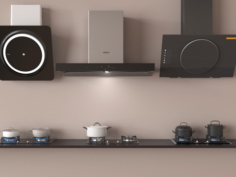 现代油烟机 灶具 炉具su模型