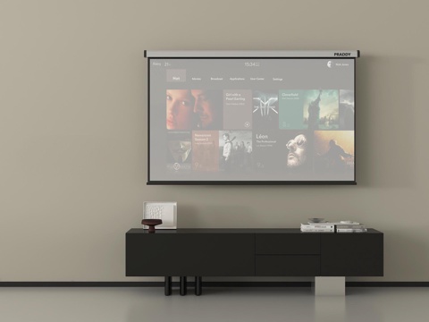 现代电视柜 落地电视柜 投影仪 投影幕布su模型