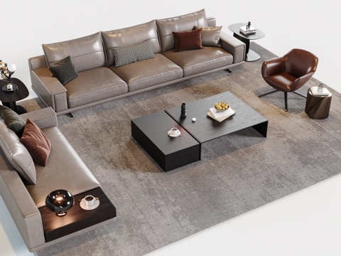  现代意式组合沙发3d模型 