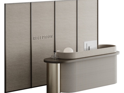  现代意式极简前台 接待台3d模型 