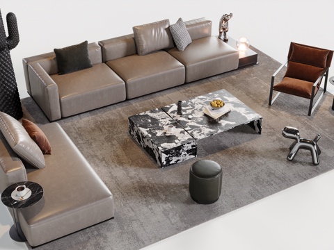 现代简约组合沙发su模型