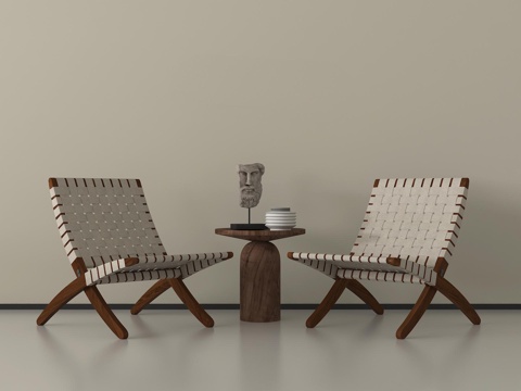 侘寂休闲椅组合 休闲桌椅su模型