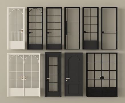 法式门集合 单开门 双开门 玻璃门 卧室门 厨卫门 阳台门su模型