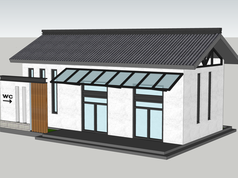 现代中式公厕厕所su模型