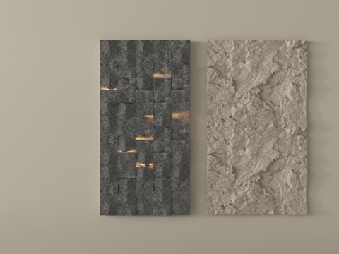 现代石材 毛石背景墙 石墙 岩板su模型