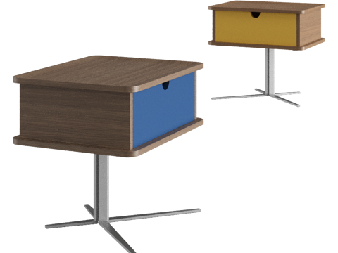 包豪斯床头柜 方形床头柜 木质床头柜su模型