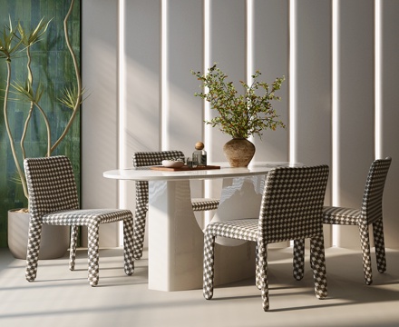 现代意式餐桌椅 意式餐桌椅 意式轻奢餐桌椅su模型