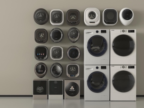 现代洗衣机 洗衣机烘干机 迷你洗衣机 壁挂式洗衣机su模型