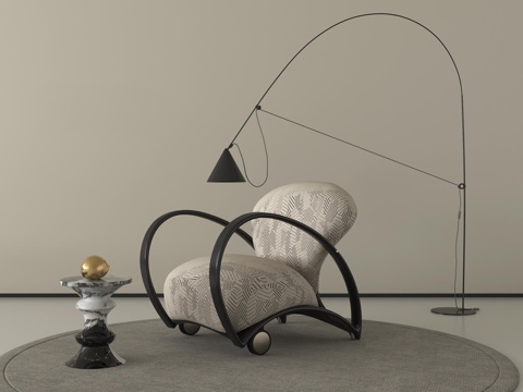 意式单椅 单人沙发 休闲单椅 钓鱼灯su模型