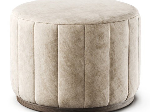  新中式 Pouf Rex Channel 簇绒圆形皮革脚凳3d模型 