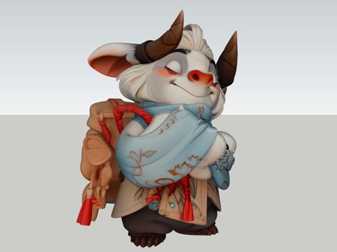 可爱卡通牛人物手办IP人物su模型