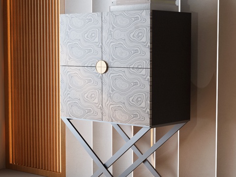 现代意式玄关柜 意式边柜 意式斗柜 意式装饰柜su模型