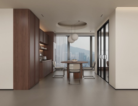  中古风格餐厅3d模型 