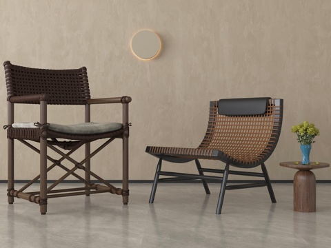 中古风 休闲沙发 懒人椅 休闲椅 单椅su模型