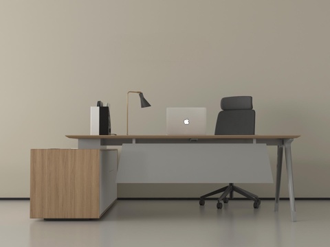 现代办公桌椅 经理办公桌 电脑 摆件su模型