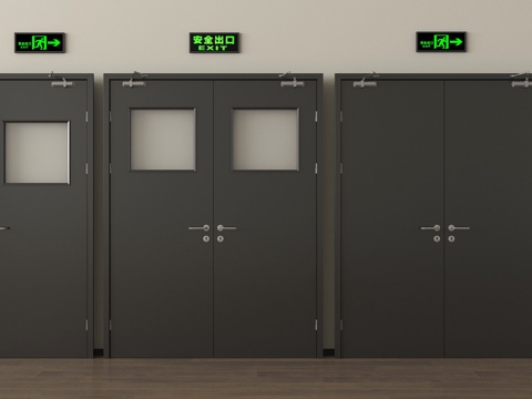 现代消防门 防火门 安全出口su模型