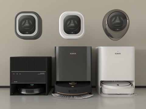 现代扫地机器人 壁挂式洗衣机su模型