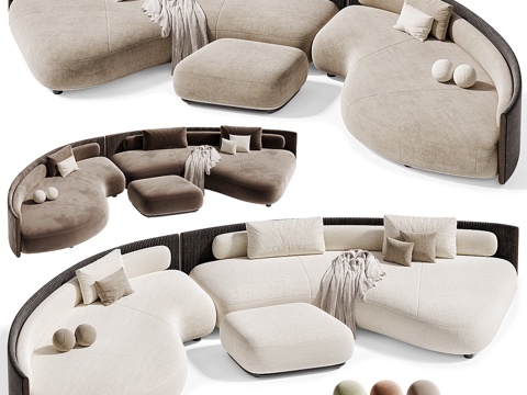  现代意式 Minotti Bezier Cord 组合沙发3d模型 