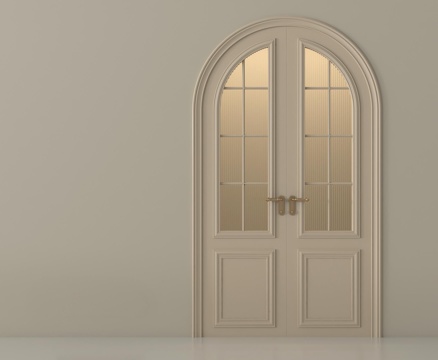 法式玻璃门 双开门 圆弧门 厨卫门 阳台门su模型