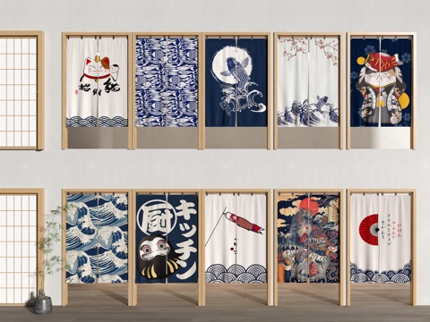 门帘 拉帘 厨房门帘 茶馆门帘 布艺su模型