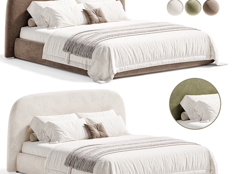  现代奶油风 Lavsit Konor 布艺双人床3d模型 