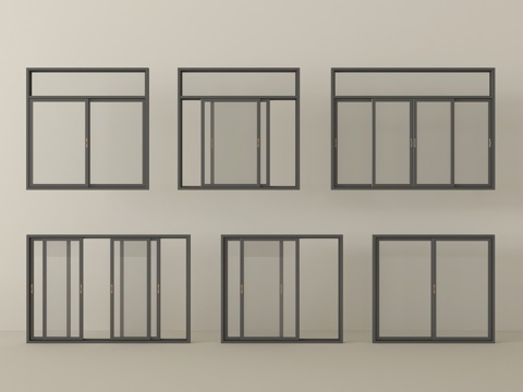现代推拉窗 落地窗 阳台窗su模型